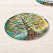 7 Chakra bloeiende levensboom Ronde Kartonnen Onderzetter (Gebogen)