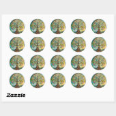 7 Chakra bloeiende levensboom Ronde Sticker (Vel)