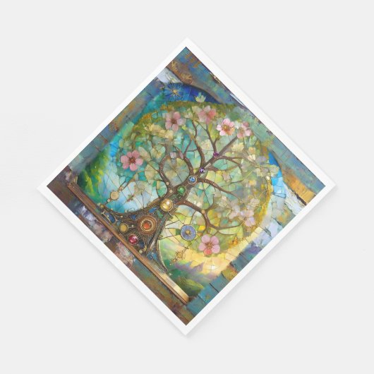 7 Chakra bloeiende levensboom Servet (Hoek)