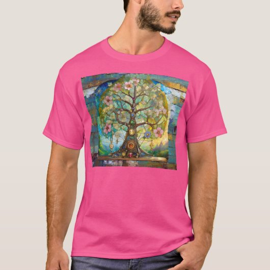 7 Chakra bloeiende levensboom T-shirt (Voorkant)