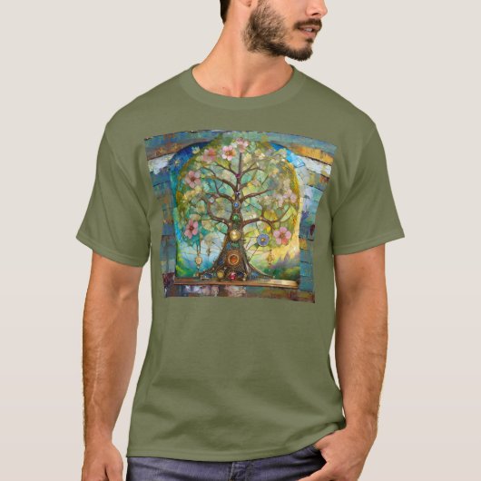 7 Chakra bloeiende levensboom T-shirt (Voorkant)