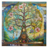 7 Chakra bloeiende levensboom Tegeltje (Voorkant)