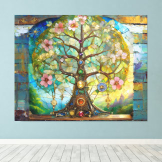 7 Chakra Blossoming Tree Of Life Canvas Afdruk
