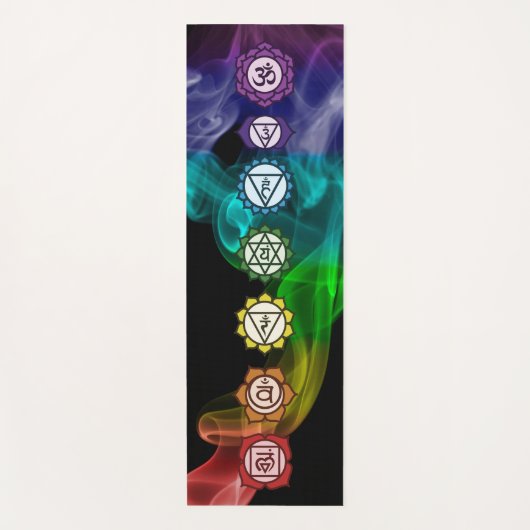 7 Chakra mantra regenboog cool bold zwart Yogamat (Voorkant)