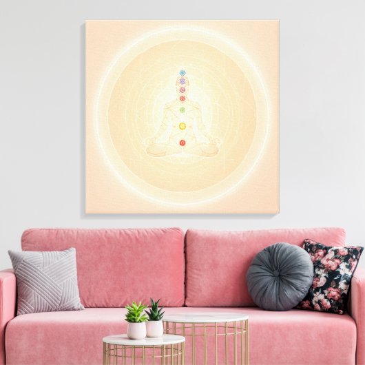 7 Chakra Meditation Wall Art | Spiritual Yoga  Canvas Afdruk (Insitu (Woonkamer))