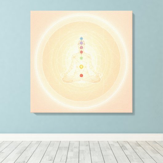 7 Chakra Meditation Wall Art | Spiritual Yoga  Canvas Afdruk (Insitu (Houten vloer))