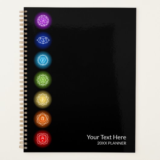 7 Chakra symbolen | Black Planner (Voorkant)