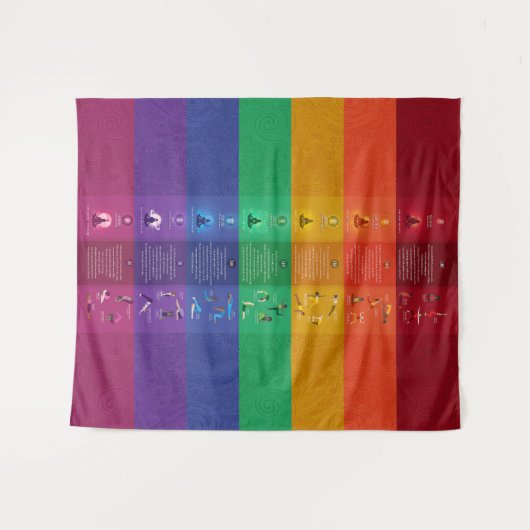 7 Chakra Yoga Poses & Affirmaties Tapestry - 87 Wandkleed (Voorkant (horizontaal))