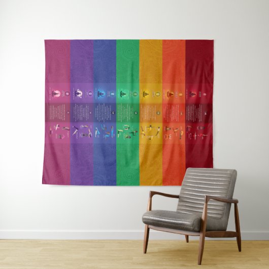 7 Chakra Yoga Poses & Affirmaties Tapestry - 87 Wandkleed (In Situ (horizontaal))