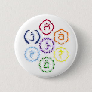 7 Chakras in een Cirkel Ronde Button 5,7 Cm