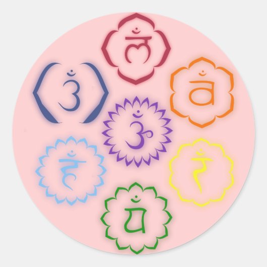 7 Chakras in een Cirkel Ronde Sticker (Voorkant)