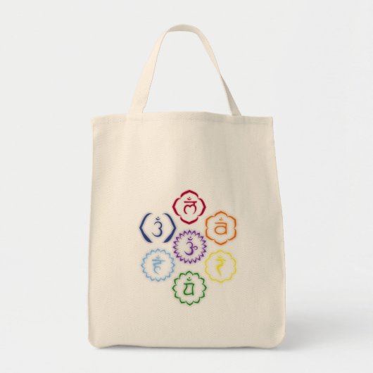 7 Chakras in een Cirkel Tote Bag (Voorkant)