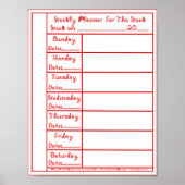 7-daags Red Fabric Font Weekly Planner Print Poste (Voorkant)