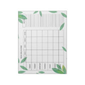 7-daagse wekelijkse maaltijdplanner – Verse groene Notitieblok (Linkerzijde)