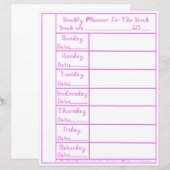 7 dagen roze lila stof lettertype weekplanner papi (Voorkant / Achterkant)