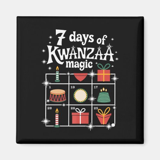 7 dagen van Kwanzaa Kinara Magic Feestelijke Magis Magneet (Voorkant)