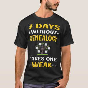 7 dagen zonder genealogie genealoog t-shirt