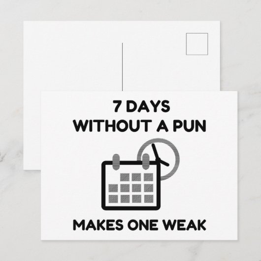 7 dagen zonder woordspeling briefkaart (Voorkant / Achterkant)