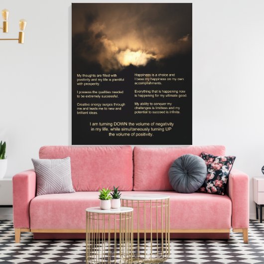 7 Daily Affirmations - Donkere Universe Background Canvas Afdruk (Insitu (Woonkamer))