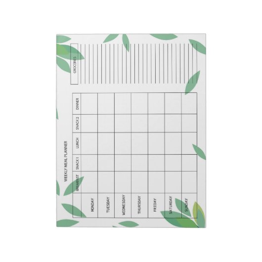 7-Day Weekly Meal Planner – Fresh Green Design Notitieblok (Linkerzijde)