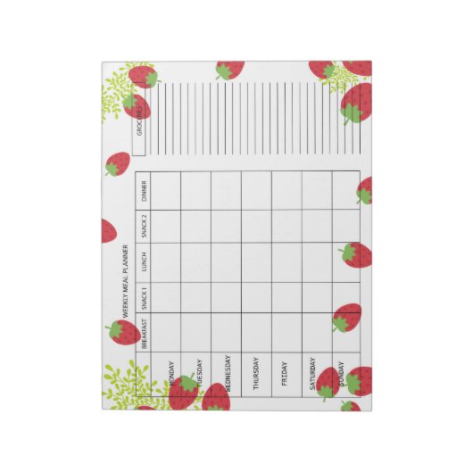 7-Day Weekly Meal Planner – Fresh Strawberry Notitieblok (Linkerzijde)