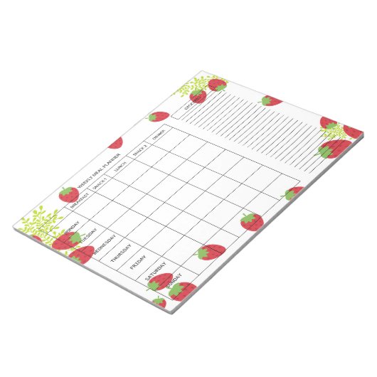 7-Day Weekly Meal Planner – Fresh Strawberry Notitieblok (Schuin)