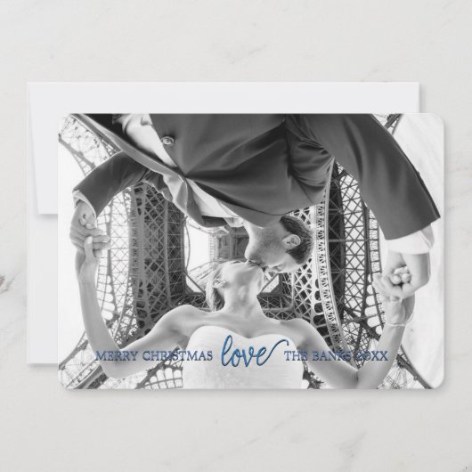 7 de Kerstkaart van de" x 5" Liefde in Blauw (Voorkant)