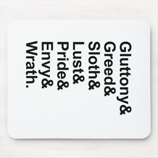 7 doodzonnen - Pride Gluttony Lust Wrath Envy Muismat (Voorkant)