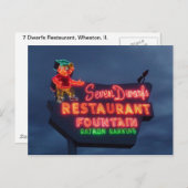 7 Dwarfs Restaurant in Wheaton Il. Retro Neon-teke Briefkaart (Voorkant / Achterkant)