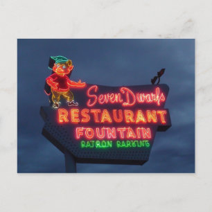 7 Dwarfs Restaurant in Wheaton Il. Retro Neon-teke Briefkaart