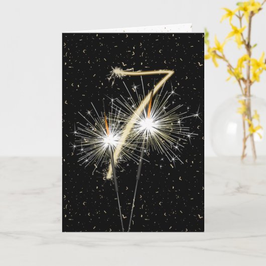 7 ^ e bruiloft sparklers kaart (Gele Bloem)