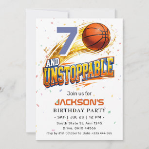 7 en Onstuitbaar Basketbal Verjaardagsfeest Kaart