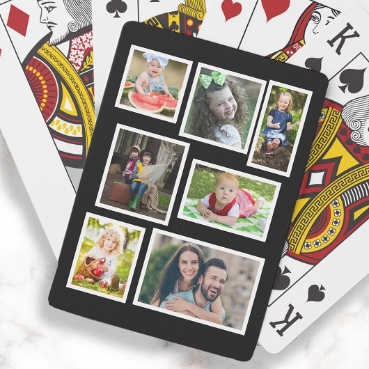 7 Familie Foto Collage Black Kies uw kleur Pokerkaarten