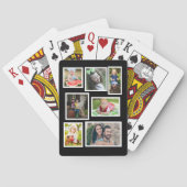 7 familiefotocollage Zwart Kies je eigen kleur  Pokerkaarten (Achterkant)