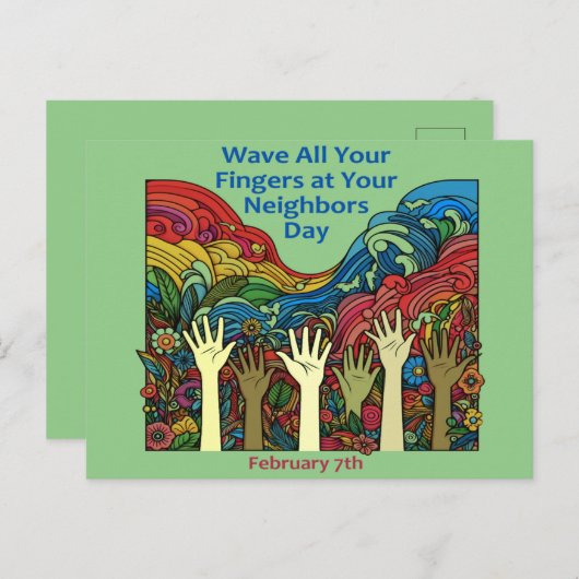 7 feb - zwaai al je vingers / buurman briefkaart (Voorkant / Achterkant)