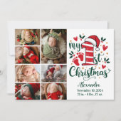 7 Foto Candy Cane Baby 1st Christmas Feestdagenkaart (Voorkant)