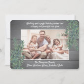 7 Foto Christmas Greenery & Rustic Grey Wood Feestdagenkaart (Achterkant)