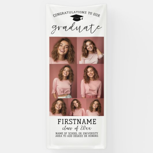 7 Foto Collage Afstudeerplechtigheid Modern Minima Spandoek (Verticaal)