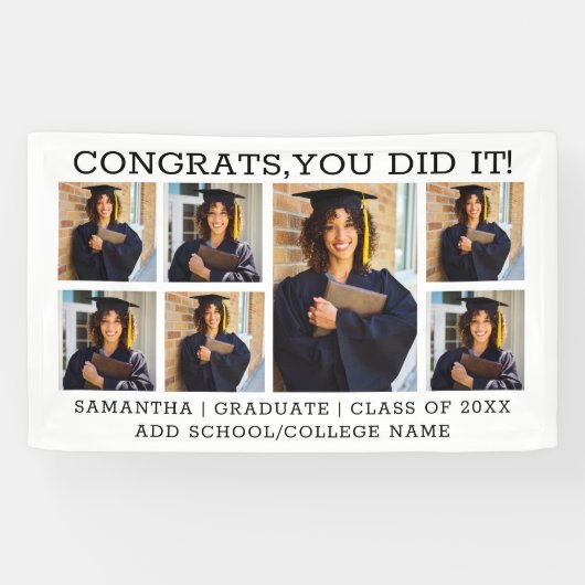 7 Foto Collage Afstuderen Congrats Afstudeerder 20 Spandoek (Horizontaal)