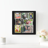 7 Foto Collage Black Creëer Vierkante Klok (Huis)