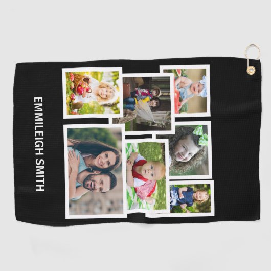 7 Foto Collage Black Golfhanddoek (Horizontaal)