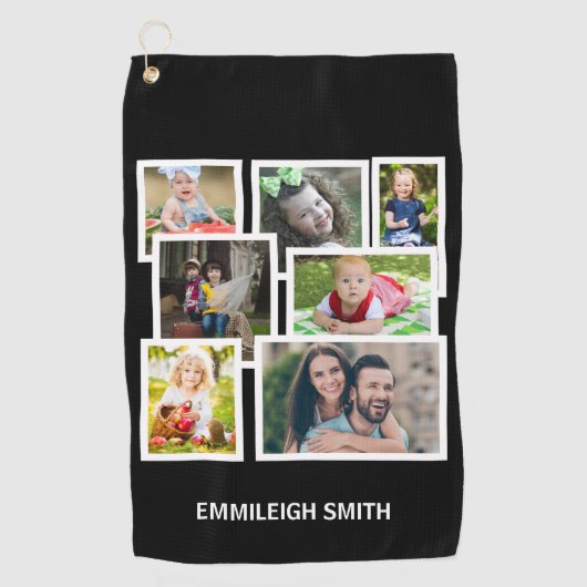 7 Foto Collage Black Golfhanddoek (Voorkant)