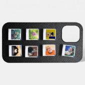 7 Foto Collage Black Leather Modern iPhone Hoesje (Achterkant horizontaal)