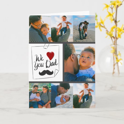 7 Foto collage, eerste Vaderdag Kaart (Gele Bloem)