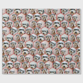 7 Foto Collage - funky hexagon patroon - rood Cadeaupapier (Vlak)