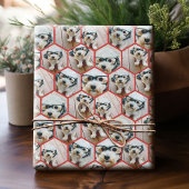 7 Foto Collage - funky hexagon patroon - rood Cadeaupapier