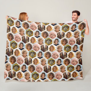 7 Foto Collage - funky hexagon patroon wit Fleece Deken