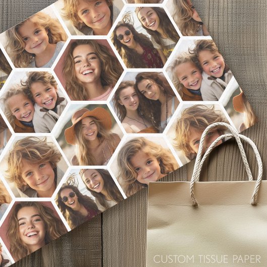 7 Foto Collage - funky hexagon patroon Wrapping P Tissuepapier