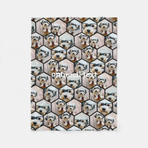 7 Foto Collage - funky hexagon patroon zwart Fleece Deken