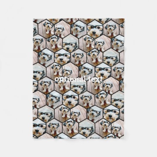 7 Foto Collage - funky hexagon patroon zwart Fleece Deken (Voorkant)